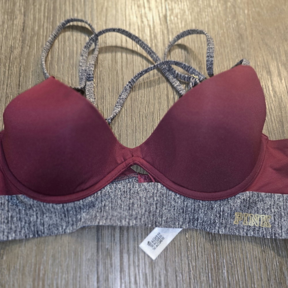 Victoria Secret Sz. Small Grey/red Bra